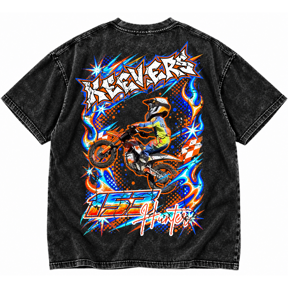 90's bootleg custom moto vintage t-shirt - Turbo Static - Blue