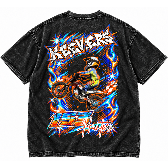 90's bootleg custom moto vintage t-shirt - Turbo Static - Blue